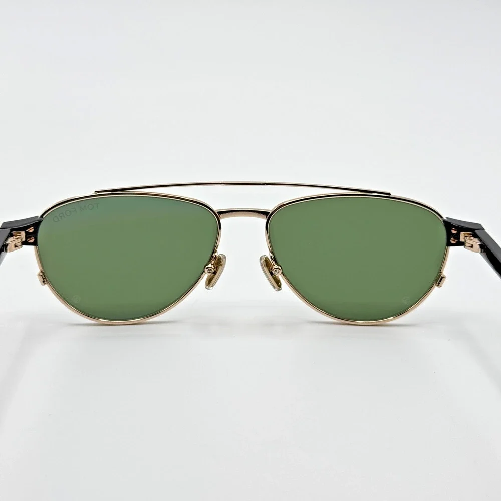 Tom Ford Sunglasses Anthony-02 TF1361 28N Gold Pilot Frame Green Glass Lens 55mm